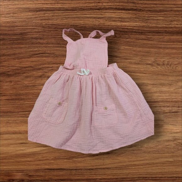 Girls Pink 5T Wonder Nation Sleeveless Cotton Dress With Pockets & Crisscross Ba - Picture 1 of 8